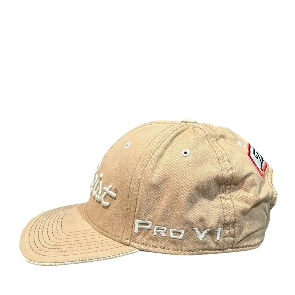 Titleist Pro V1 FJ Golf Hat Performance Adjustable Strapback Cap Tan